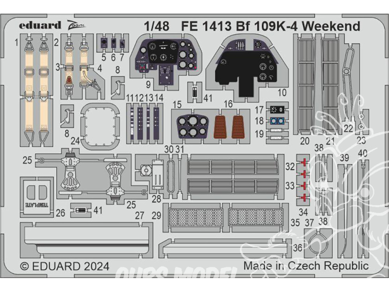 EDUARD photodecoupe avion FE1413 Zoom amélioration Messerschmitt Bf 109K-4 Weekend Eduard 1/48