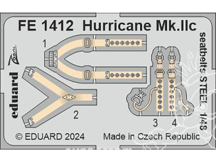 EDUARD photodecoupe avion FE1412 Harnais métal Hurricane Mk.IIc Hobby Boss 1/48