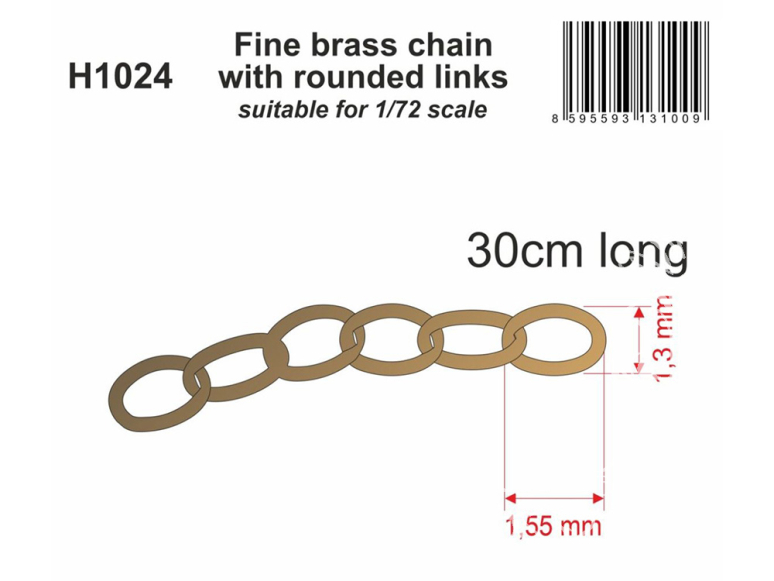 CMK outillage h1024 Chaîne fine en laiton à maillons arrondis adaptée à l'échelle 1/72