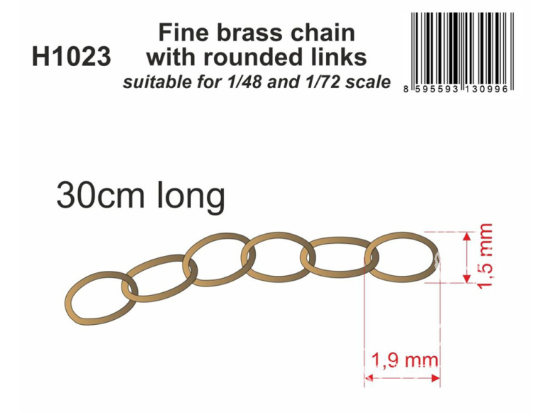 CMK outillage h1023 Chaîne fine en laiton à maillons arrondis adaptée aux échelles 1/48 et 1/72