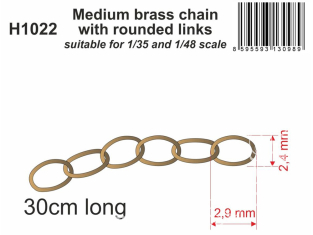 CMK outillage h1022 Chaîne moyenne en laiton avec maillons arrondis adaptée aux échelles 1/35 et 1/48
