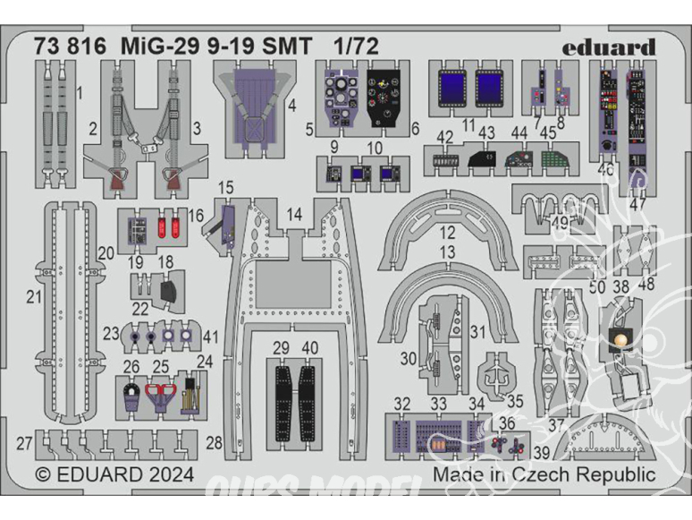 Eduard photodecoupe avion 73816 Amélioration MiG-29 9-19 SMT Great Wall Hobby 1/72