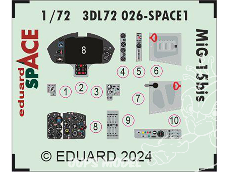 Eduard Space décalques 3D 3DL72026 MiG-15Bis Eduard 1/72