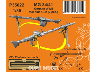 Special Hobby 3D Print militaire P35022 Mitrailleuse allemande MG 34/41 de la Seconde Guerre mondiale (2 pcs.) 1/35