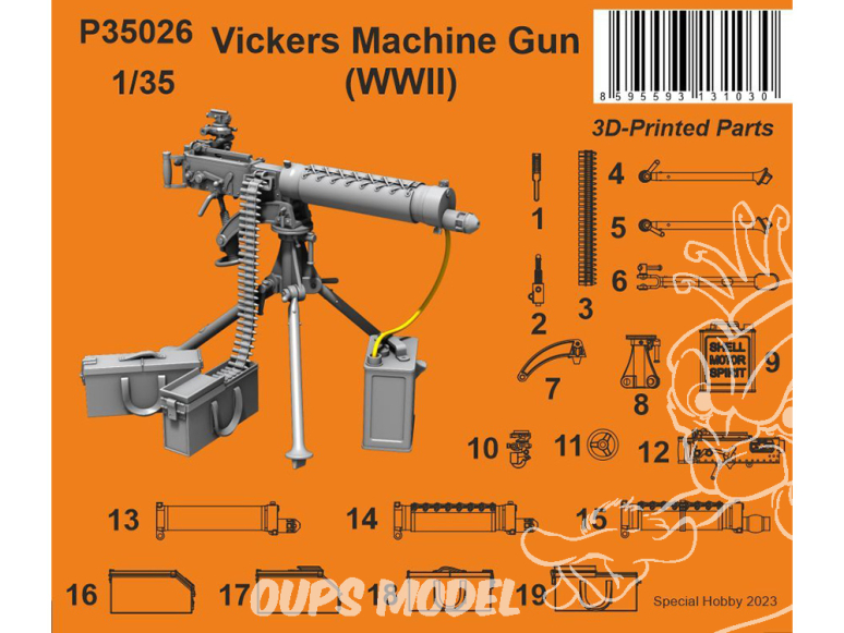 Special Hobby 3D Print militaire P35026 Vickers mitrailleuses variante de la Seconde Guerre mondiale 1/35