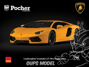 Pocher maquette voiture HK119 Lamborghini Aventador LP 700-4 Giallo Orion 1/8