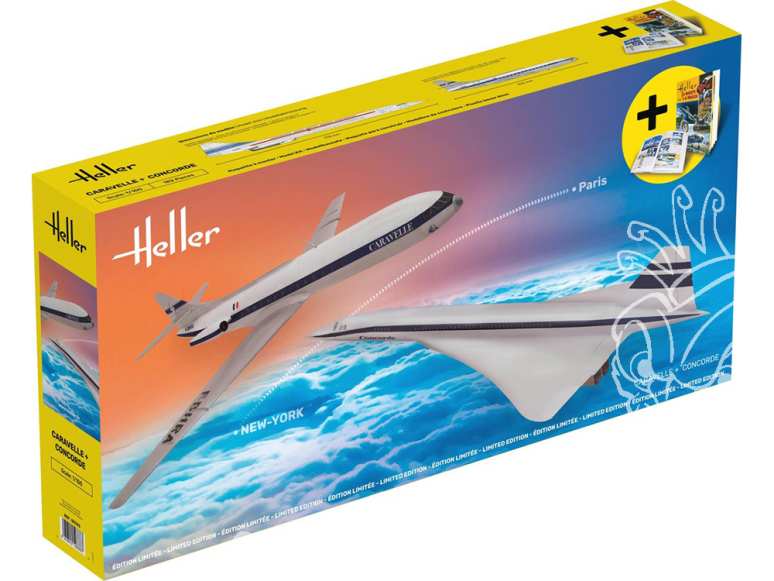 Heller maquette avion 50333 COFFRET Caravelle 1957 avec Le Concorde de 1964 et un livre 1/100