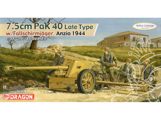 Dragon maquette militaire 6250 7,5 cm Pak 40 Production tardive avec Fallschirmjager (Anzio 1944) 1/35