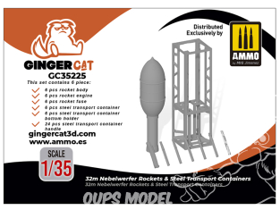 Ginger Cat accessoire GC35225 32cm Nebelwerfer Rockets & Containers transport type métal 1/35
