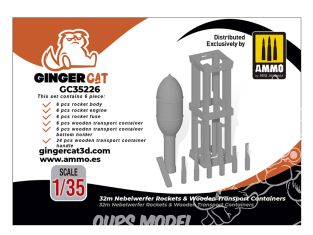 Ginger Cat accessoire GC35226 32cm Nebelwerfer Rockets & Containers transport type bois 1/35