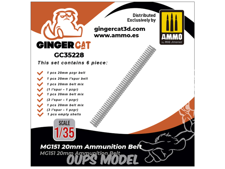 Ginger Cat accessoire GC35228 Ceinture de munition MG151 20mm 1/35