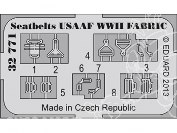 EDUARD photodecoupe avion 32771 Harnais USAAF WWII Fabric 1/32