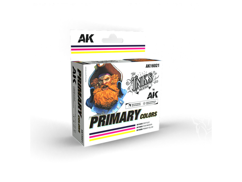 Ak interactive peinture acrylique ak16021 SET D'ENCRES COULEURS PRIMAIRES 3x30ml