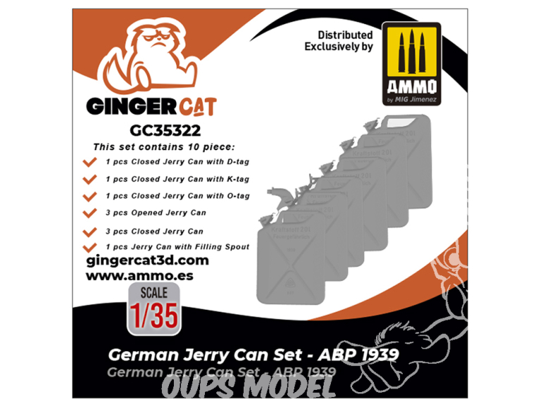 Ginger Cat accessoire GC35322 Set Jerrycans Allemand - ABP 1939 1/35