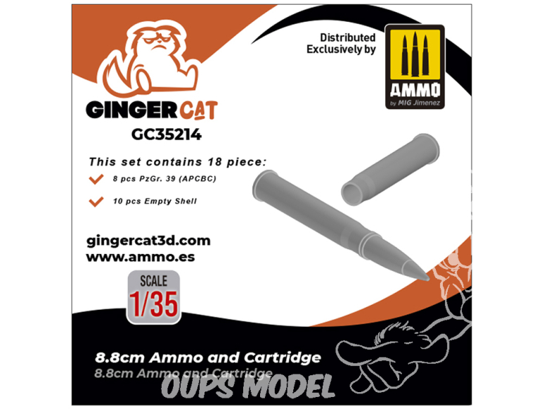 Ginger Cat accessoire GC35214 8.8cm Munition et cartouche 1/35