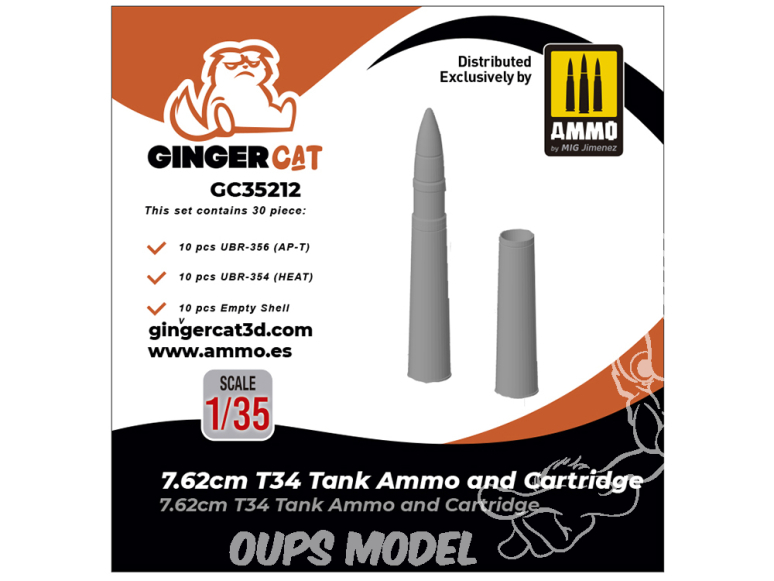 Ginger Cat accessoire GC35212 7.62cm T-34 Munition et cartouche 1/35