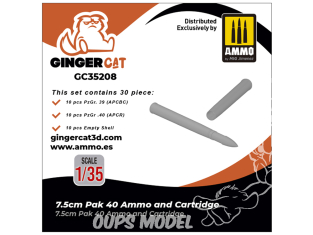 Ginger Cat accessoire GC35208 7.5cm Pak 40 Munition et cartouche 1/35