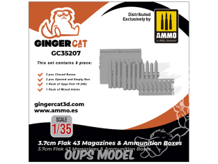 Ginger Cat accessoire GC35207 3.7cm Flak 43 Magasins et boites de munitions 1/35