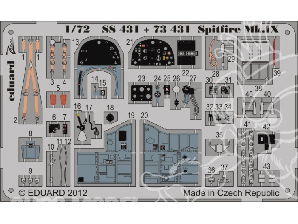 Eduard photodecoupe avion 73431 Spitfire Mk.IX 1/72