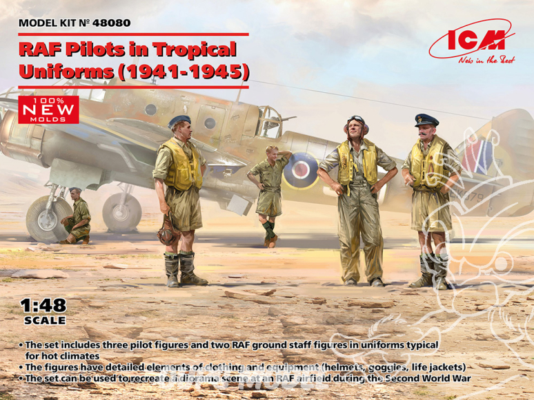 Icm maquette avion 48080 Pilotes de la RAF en uniformes tropicaux (1941-1945) 1/48