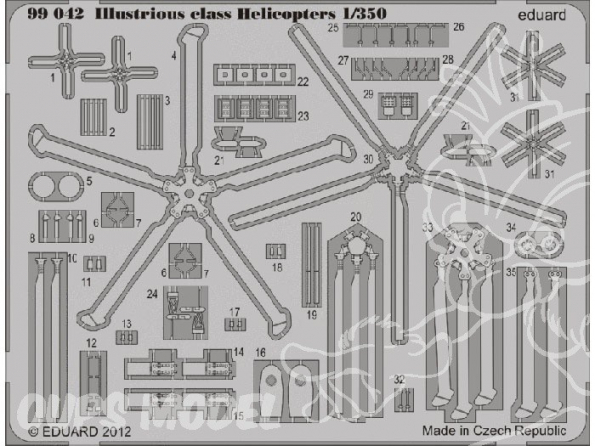 Eduard photodecoupe bateau 99042 Illustrious class Helicopters 1/350