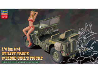 Hasegawa maquette voiture 52249 Jeep 4×4 de 1/4 tonne avecune figurine de filles blondes 1/24