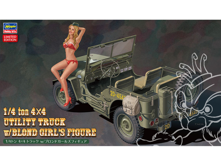 Hasegawa maquette voiture 52249 Jeep 4×4 de 1/4 tonne avecune figurine de filles blondes 1/24