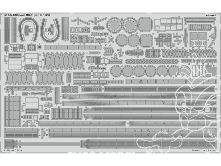 Eduard photodecoupe bateau 53304 Amélioration USS Iowa BB-61 Partie 3 Hobby Boss 1/350