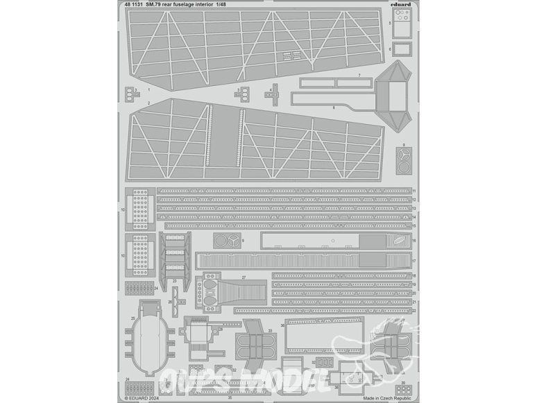 EDUARD photodecoupe avion 481131 Intérieur fuselage arrière SM.79 Eduard 1/48