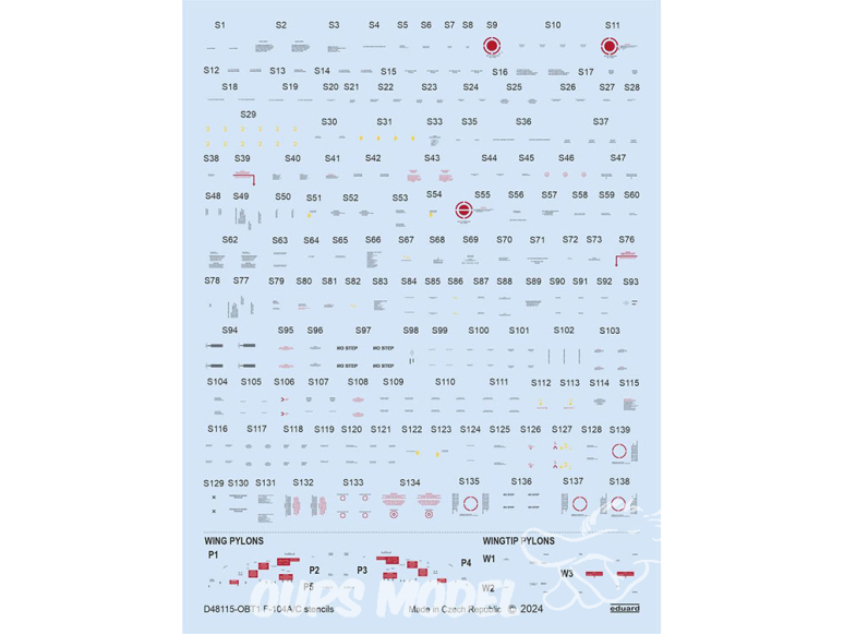 Eduard Decalques avion D48115 Marquages / Stencils F-104A/C Kinetic 1/48