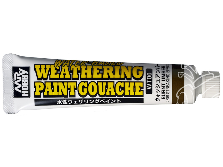 Mr Hobby WT06 Weathering Paint Gouache peinture patinable à base d'eau terre d'ombre brûlée pour un effet de stries