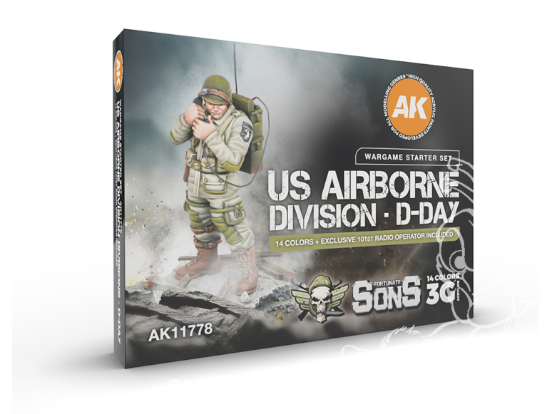 Ak interactive set 3G AK11778 DIVISION AÉROPORTÉE KIT DÉMARRAGE WARGAME D-DAY 14 POTS 1 FIGURINE 101ÈME OPÉRATEUR RADIO