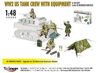 Mirage maquette militaire 480006 ÉQUIPAGE DE CHARS US WW2 ET ÉQUIPEMENT pour M8 SCOTT et obusiers motorisés américains 1/48