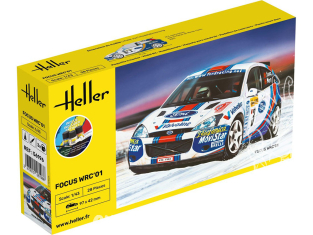 HELLER maquette voiture 56196 STARTER KIT Focus WRC'01 inclus peintures principale colle et pinceau 1/43