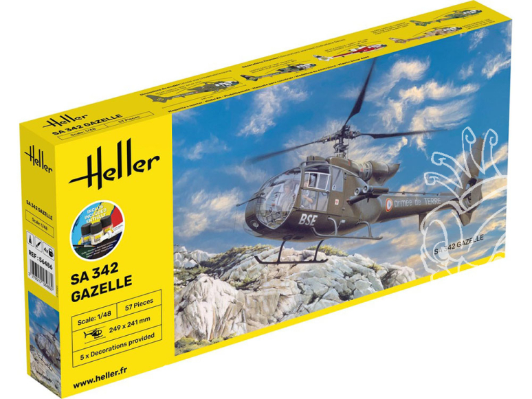 Heller maquette helicoptére 56486 STARTER KIT SA 342 Gazelle inclus colle et peintures 1/48