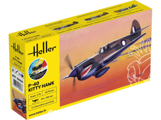 Heller maquette avion 56266 STARTER KIT P-40 Kitty Hawk 1/72