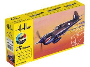 Heller maquette avion 56266 STARTER KIT P-40 Kitty Hawk inclus peintures principale colle pinceau 1/72