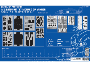 Beemax maquette voiture EX12001 Kit d'amélioration Lotus 99T 1987 Monaco GP Vainqueur 1/12