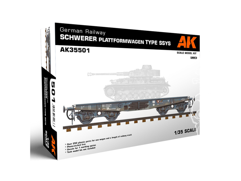 AK interactive ak35501 Wagon à plate-forme lourde de type SSYS pour chemin de fer allemand 1/35