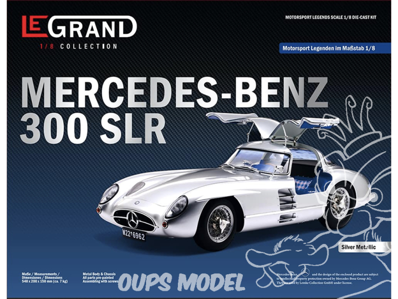 Le Grand maquette voiture LE102 Mercedes-Benz 300 SLR Uhlenhaut Coupé kit intérieur blue 1/8