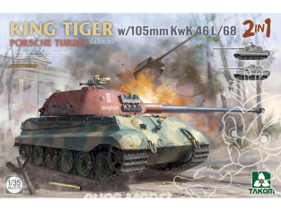 Takom maquette militaire 2178 King Tiger w/105mm KwK 46L/68 Tourelle Porsche Sd.Kfz.182 1/35