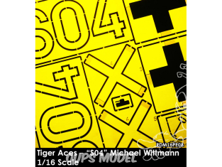Rado miniatures photodécoupe RDM16PE08 Pochoir marquages Tiger Aces - Michael Wittman "S04" 1/16