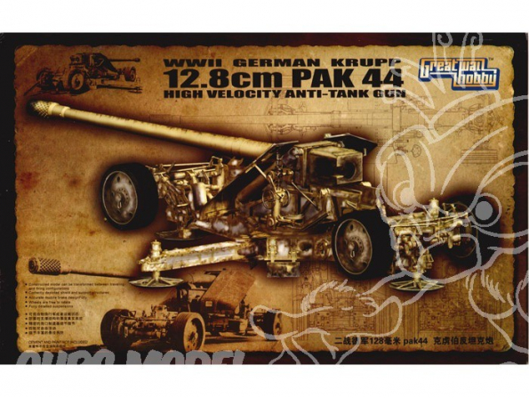 GREAT WALL HOBBY maquette militaire L3526 CANON KRUPP 12.8cm PaK 44 1/35