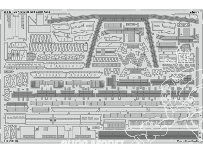 Eduard photodecoupe bateau 53306 Amélioration HMS Ark Royal 1939 Partie 2 I Love Kit 1/350