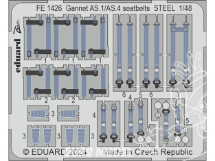 EDUARD photodecoupe avion FE1426 Harnais métal Gannet AS.1/AS.4 Airfix 1/48