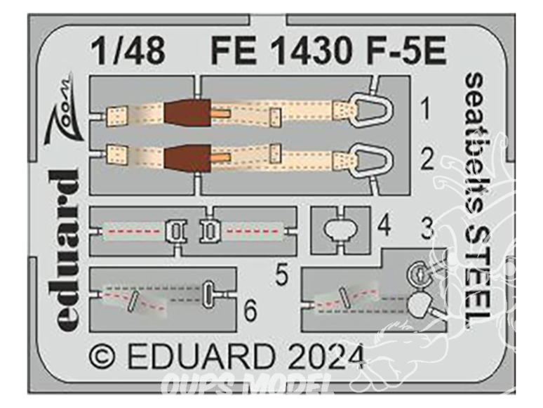 EDUARD photodecoupe avion FE1430 Harnais métal F-5E AFV Club / Eduard 1/48