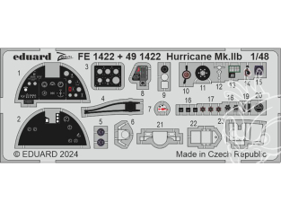 EDUARD photodecoupe avion FE1422 Zoom amélioration Hurricane Mk.IIb Arma Hobby 1/48