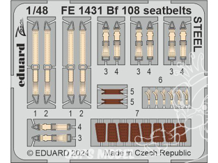 EDUARD photodecoupe avion FE1431 Harnais métal Messerschmitt Bf 108 Eduard 1/48