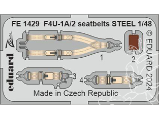 EDUARD photodecoupe avion FE1429 Harnais métal F4U-1A/2 Magic Factory 1/48