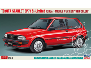 Hasegawa maquette voiture 20660 Toyota Starlet EP71 Si Limited (3 portes) Modèle intermédiaire « Couleur rouge » 1/24